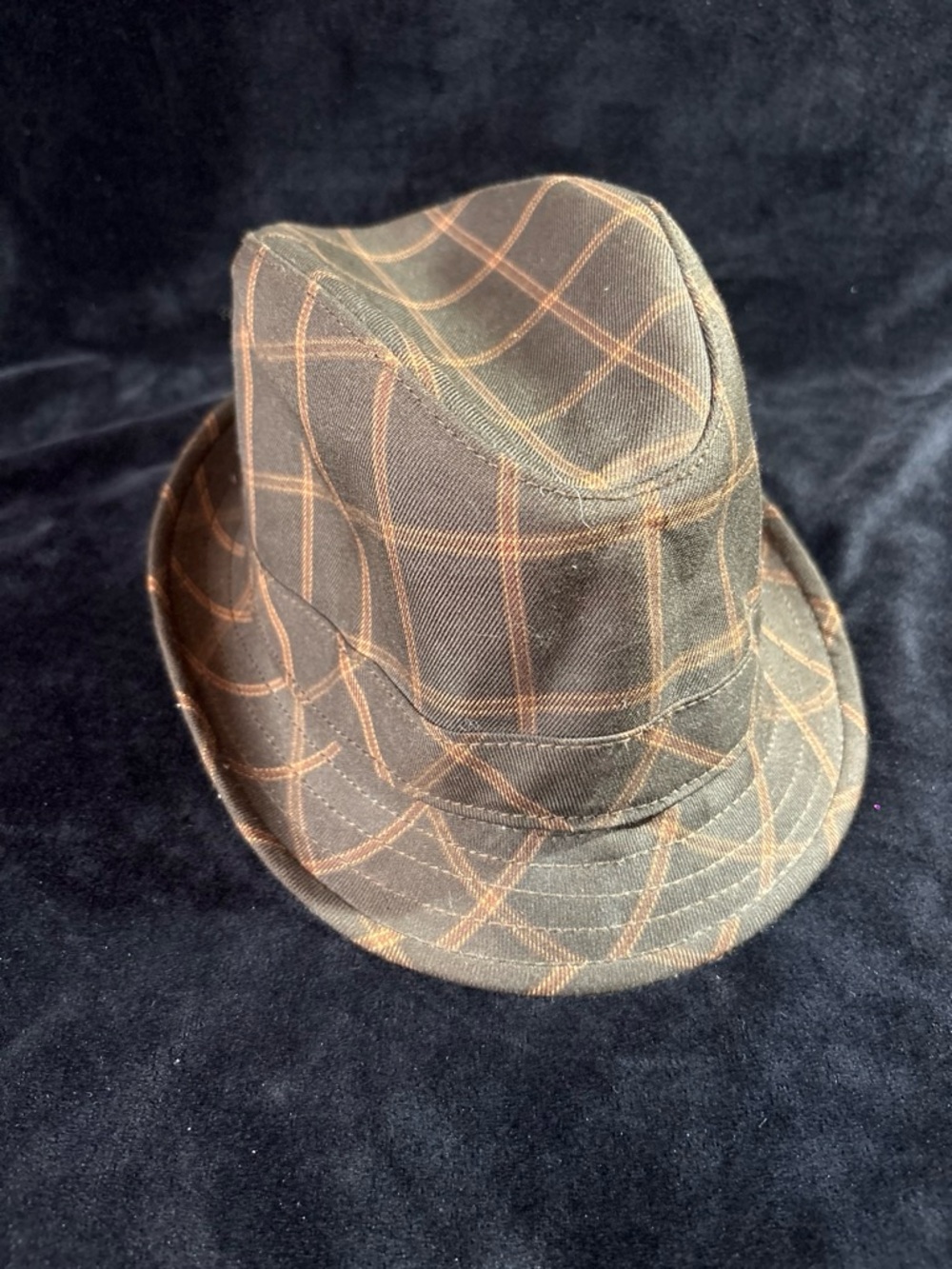 Goorin Bros Plaid Fedora / Trilby Hat Medium Brown Classic Dapper EUC Retro